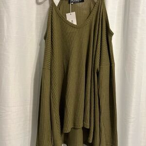 Yorin Olive Green Ribbed Top